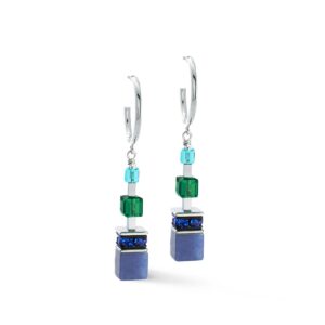 GeoCUBE® Precious Statement earrings silver-ocean