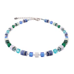 GeoCUBE® Precious Statement necklace silver-ocean