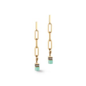 Happy Iconic Cube charm earrings gold pastel