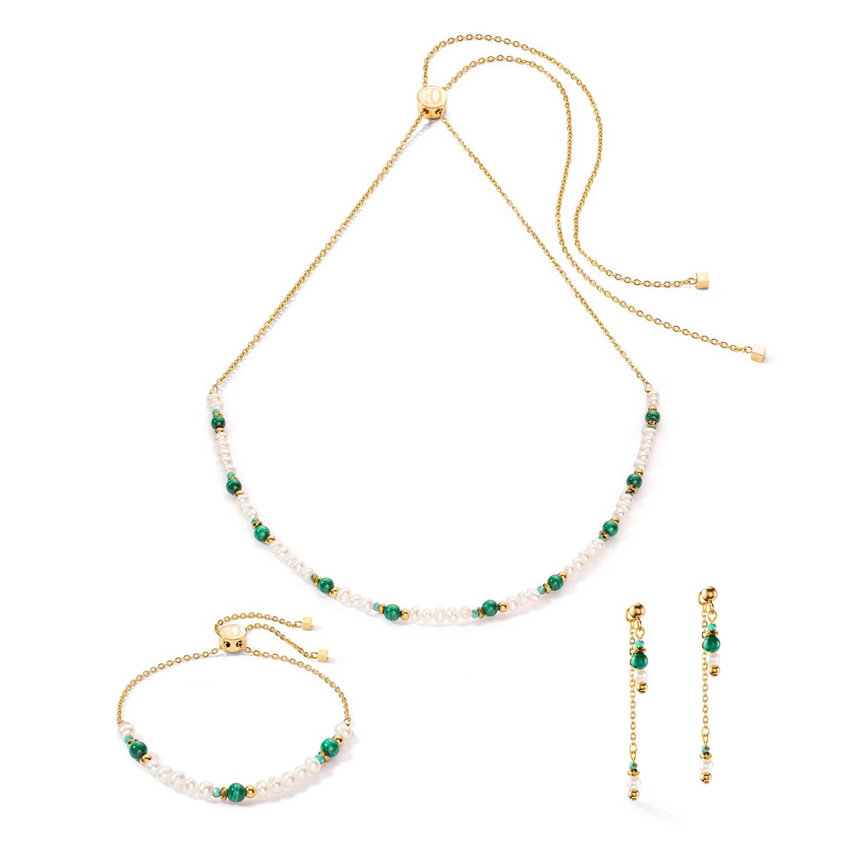 Harmony necklace freshwater pearls malachite & gold — изображение 3