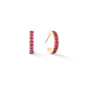 Hoop earrings 15 stainless steel & crystals gold pink