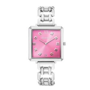 Iconic Cube Statement Watch Viva Magenta silver