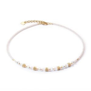 Mini Cubes necklace gold white