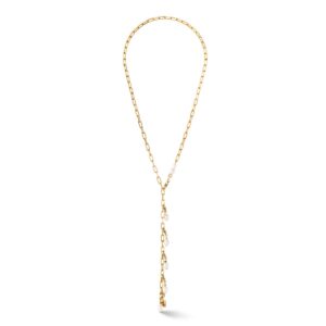 Modern chain necklace with freshwater pearl charms gold