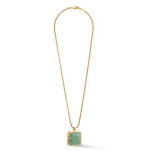 Necklace Amulet Spikes Square Aventurine gold-green
