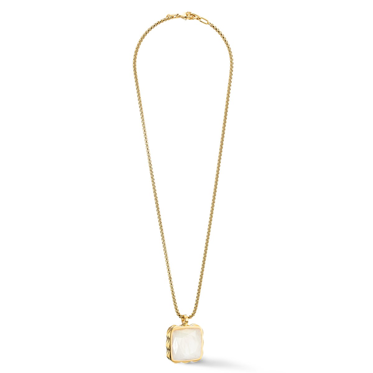 Necklace Amulet Spikes Square Jade gold-white
