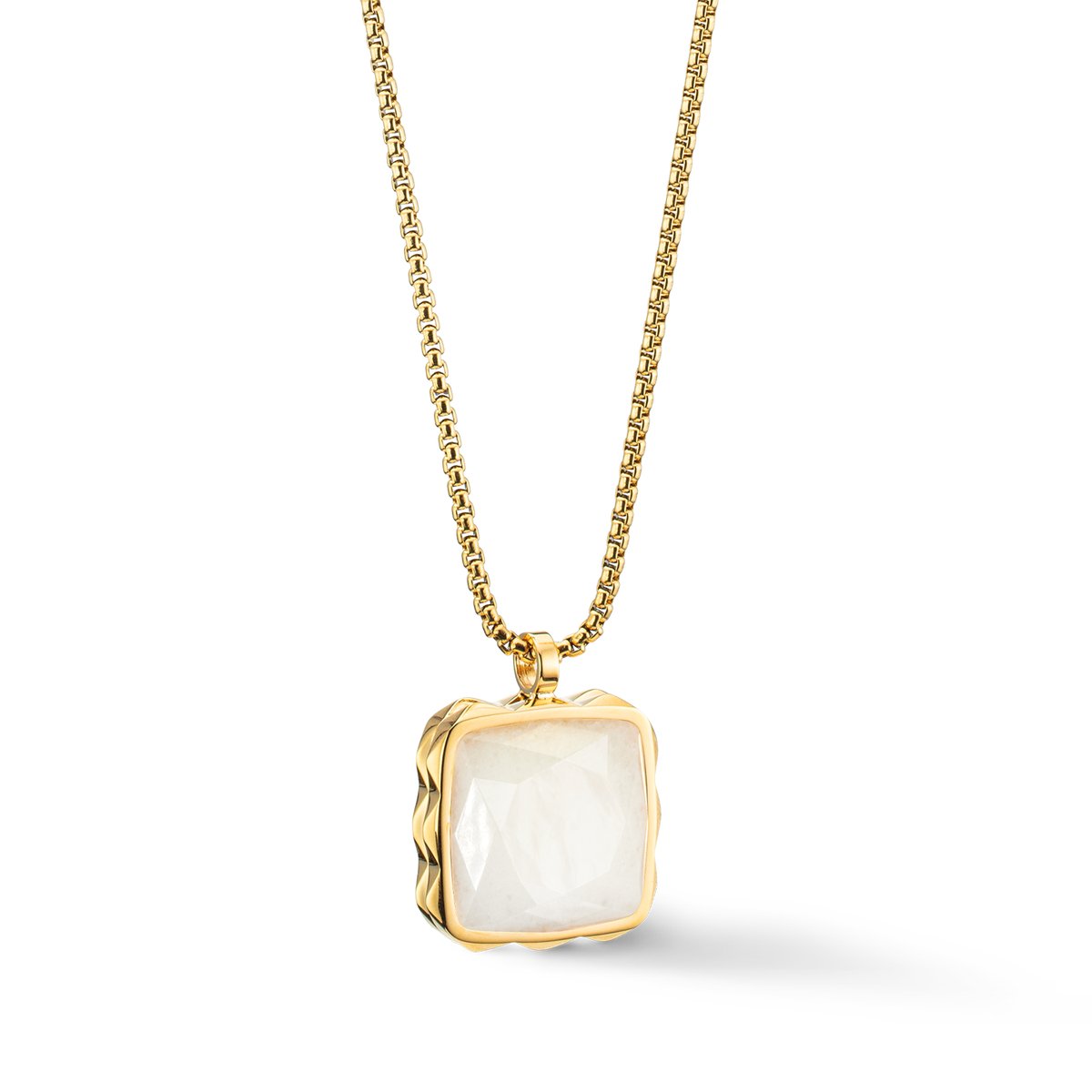 Necklace Amulet Spikes Square Jade gold-white — изображение 2