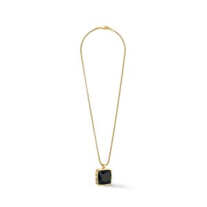 Necklace Amulet Spikes Square Onyx gold-black
