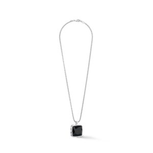Necklace Amulet Spikes Square Onyx silver-black