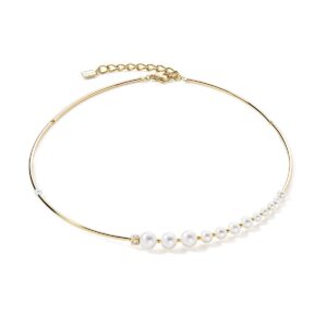Necklace Asymmetry Freshwater Pearls & stainless steel white-gold