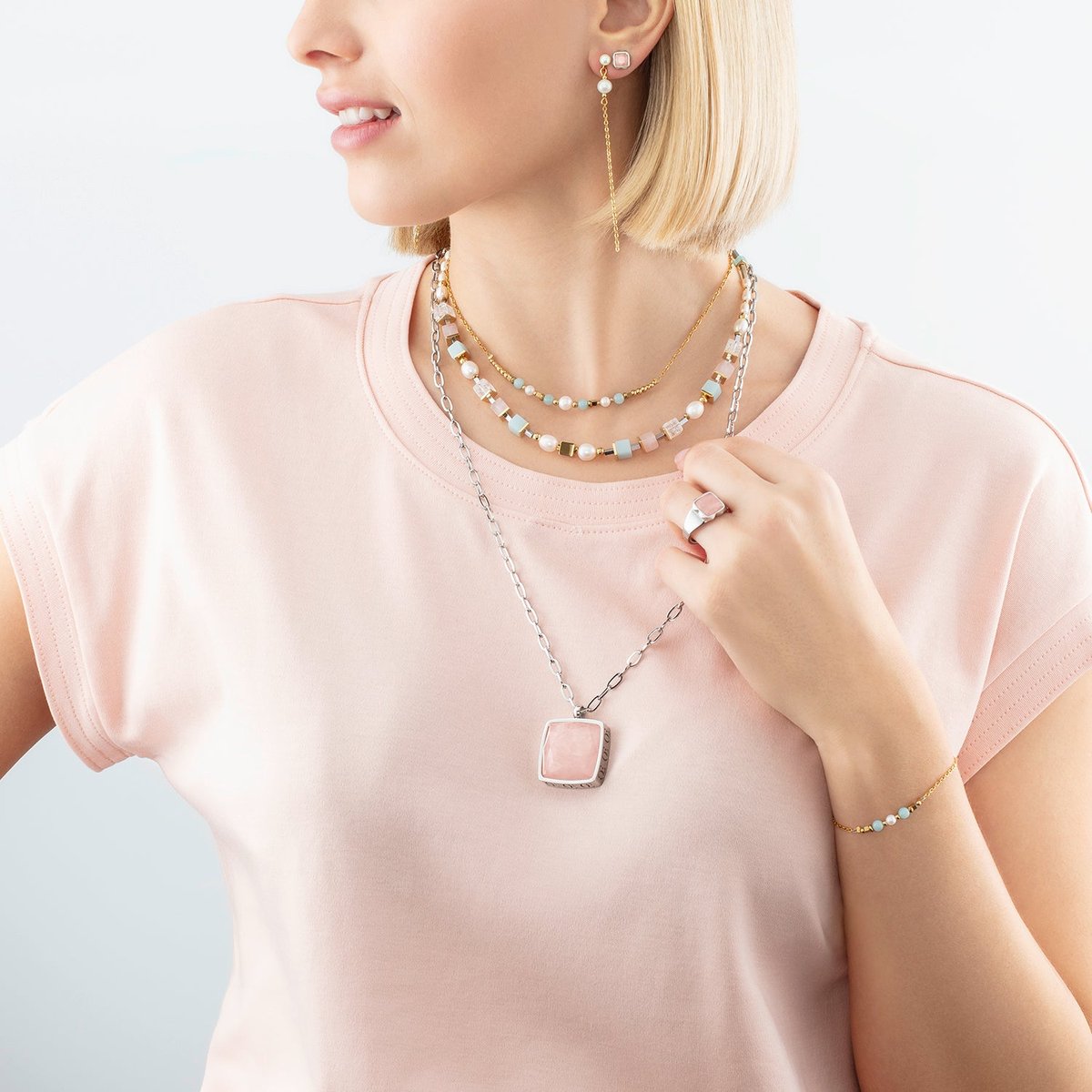 Necklace Classic Romantic Cubes & Pearls bicolour — изображение 2