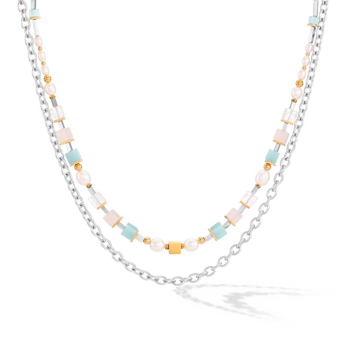 Necklace Cool Romantic Cubes & Pearls bicolour — изображение 4