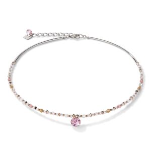 Necklace Crystals & stainless steel light rose