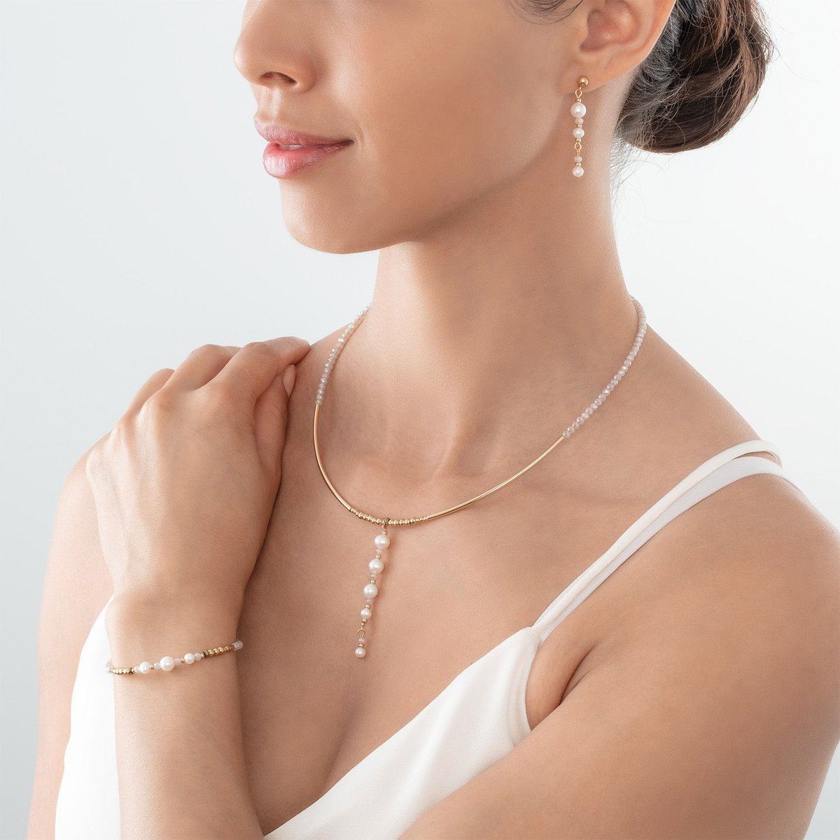 Necklace Drops Freshwater pearls gold — изображение 4