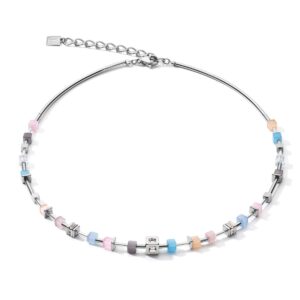Necklace GeoCUBE® fine pastel blue-rose