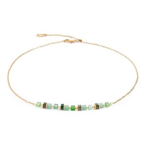 Necklace Mini Cubes & Chain gold-green