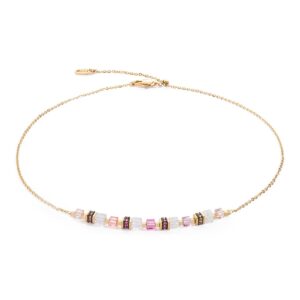 Necklace Mini Cubes & Chain gold-pink