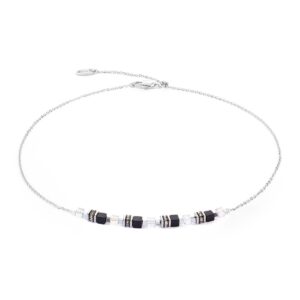 Necklace Mini Cubes & Chain silver-black