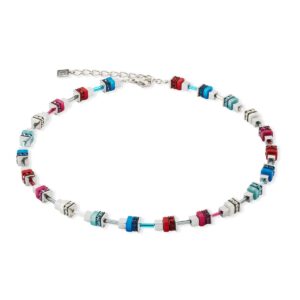 Necklace Modern Future Cube blue-red