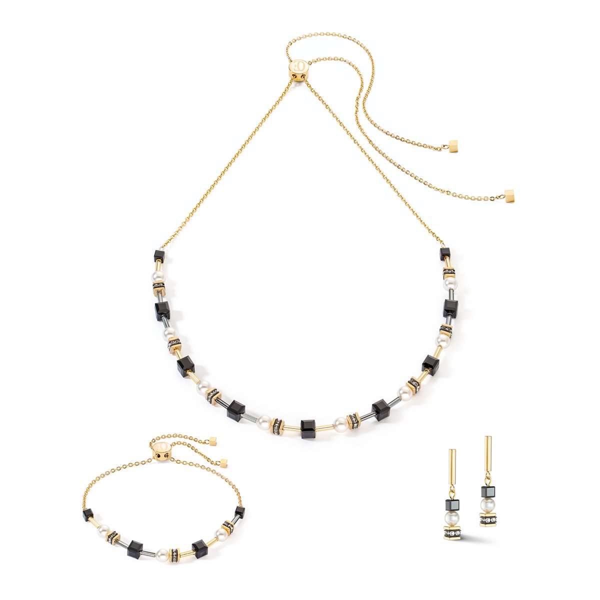 Necklace Mysterious Cubes & Pearls gold-black — изображение 3
