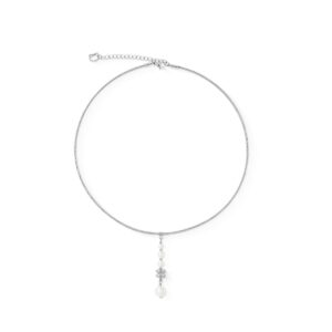 Necklace Pearl & Spikes Drop silver