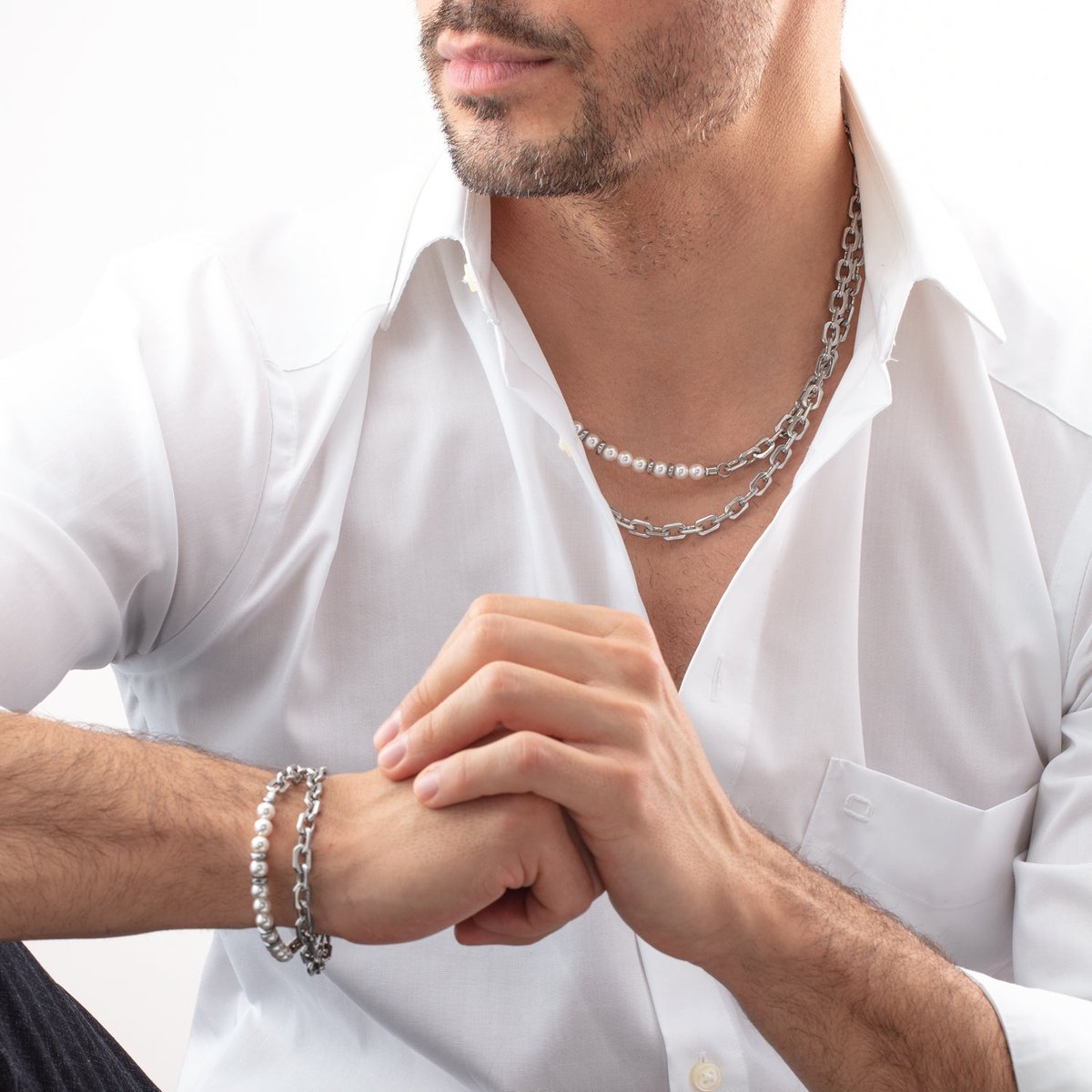 Necklace Pearls Fusion link chain white — изображение 3