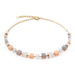 Necklace Precious Statement Cubes grey-peach