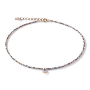 Necklace small crystal rose gold & light blue