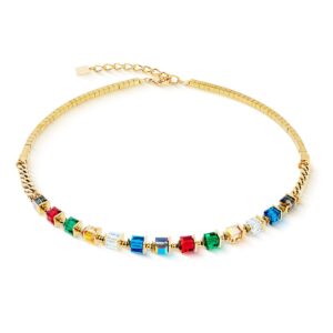 Necklace Sparkling Cubes Fusion Chain gold-multicolour