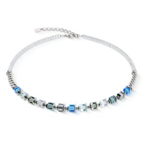 Necklace Sparkling Cubes Fusion Chain silver-blue