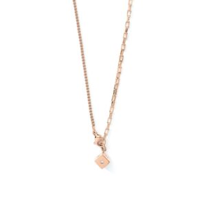 Necklace Y-Chain or 3-row bracelet Cube Crystal Dot stainless steel rose gold