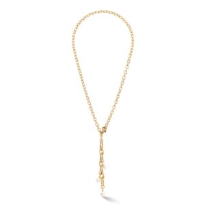Necklace Y Navette Freshwater Pearls gold