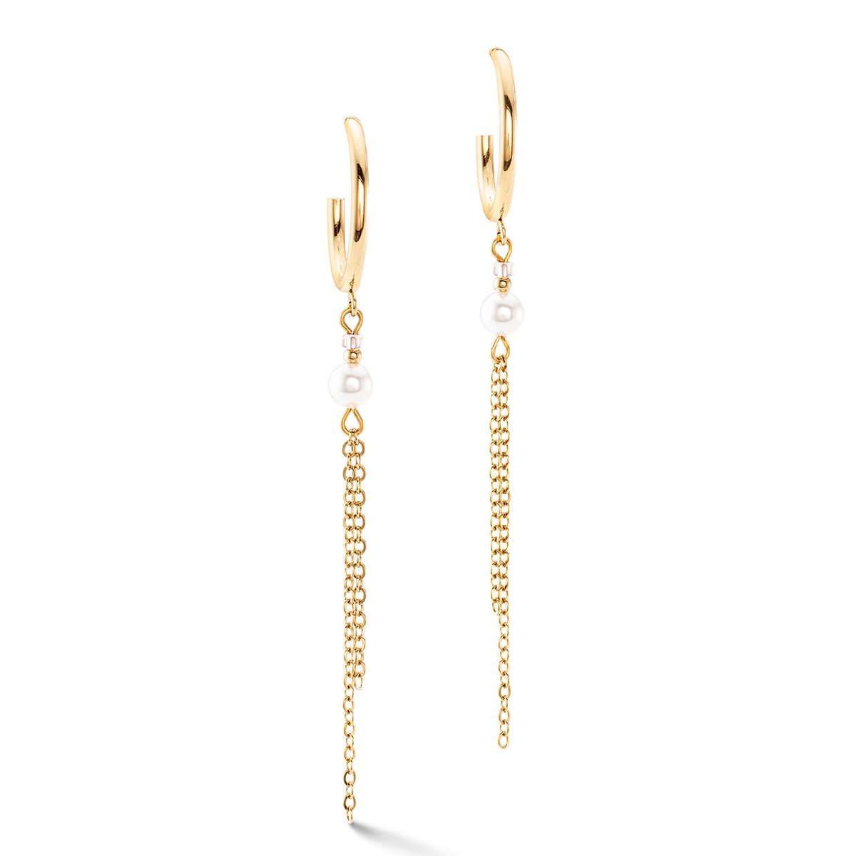 Princess Pearls Chain hoop earrings gold-white — изображение 2