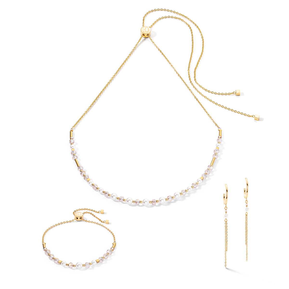 Princess Pearls Chain hoop earrings gold-white — изображение 3