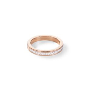 Ring slim stainless steel rose gold & crystals pavé crystal