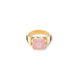 Ring Spikes Square Rose Quartz gold-pink