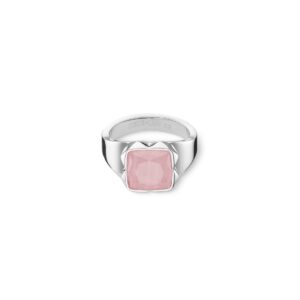 Ring Spikes Square Rose Quartz silver-pink
