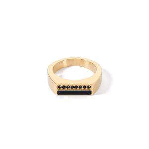 Ring Square Stripes gold-black