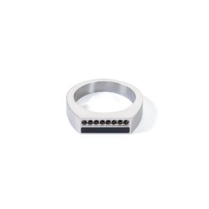 Ring Square Stripes silver-black