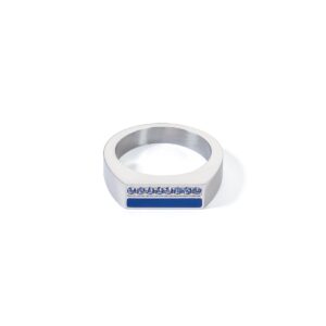 Ring Square Stripes silver-blue