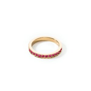 Ring stainless steel & crystals gold pink