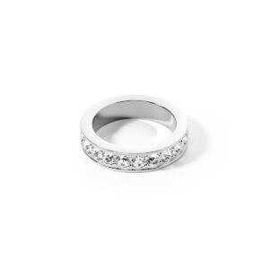 Ring stainless steel & crystals silver crystal