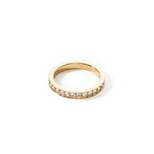 Ring stainless steel & crystals slim gold crystal