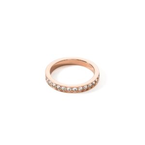 Ring stainless steel & crystals slim rose gold crystal