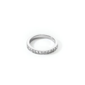 Ring stainless steel & crystals slim silver crystal