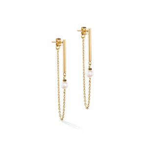 Solitaire freshwater pearl earrings gold