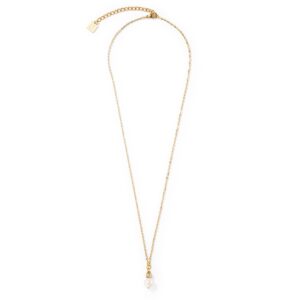 Solitaire freshwater pearl necklace gold