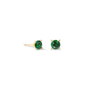Stud earrings Glam Dot 5 mm gold-dark green