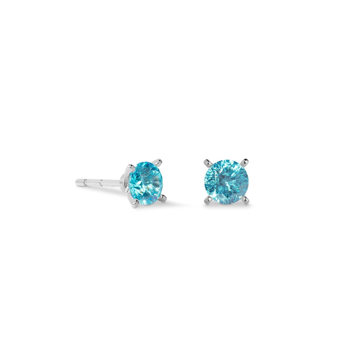 Stud earrings Glam Dot 5 mm silver-aqua — изображение 2