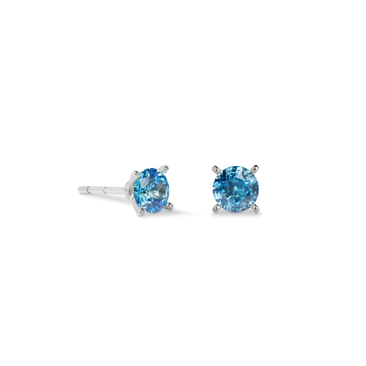 Stud earrings Glam Dot 5 mm silver-blue — изображение 2